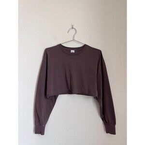 Tna Aritzia Tour Long Sleeve Crop Tee in Brown Size SMALL